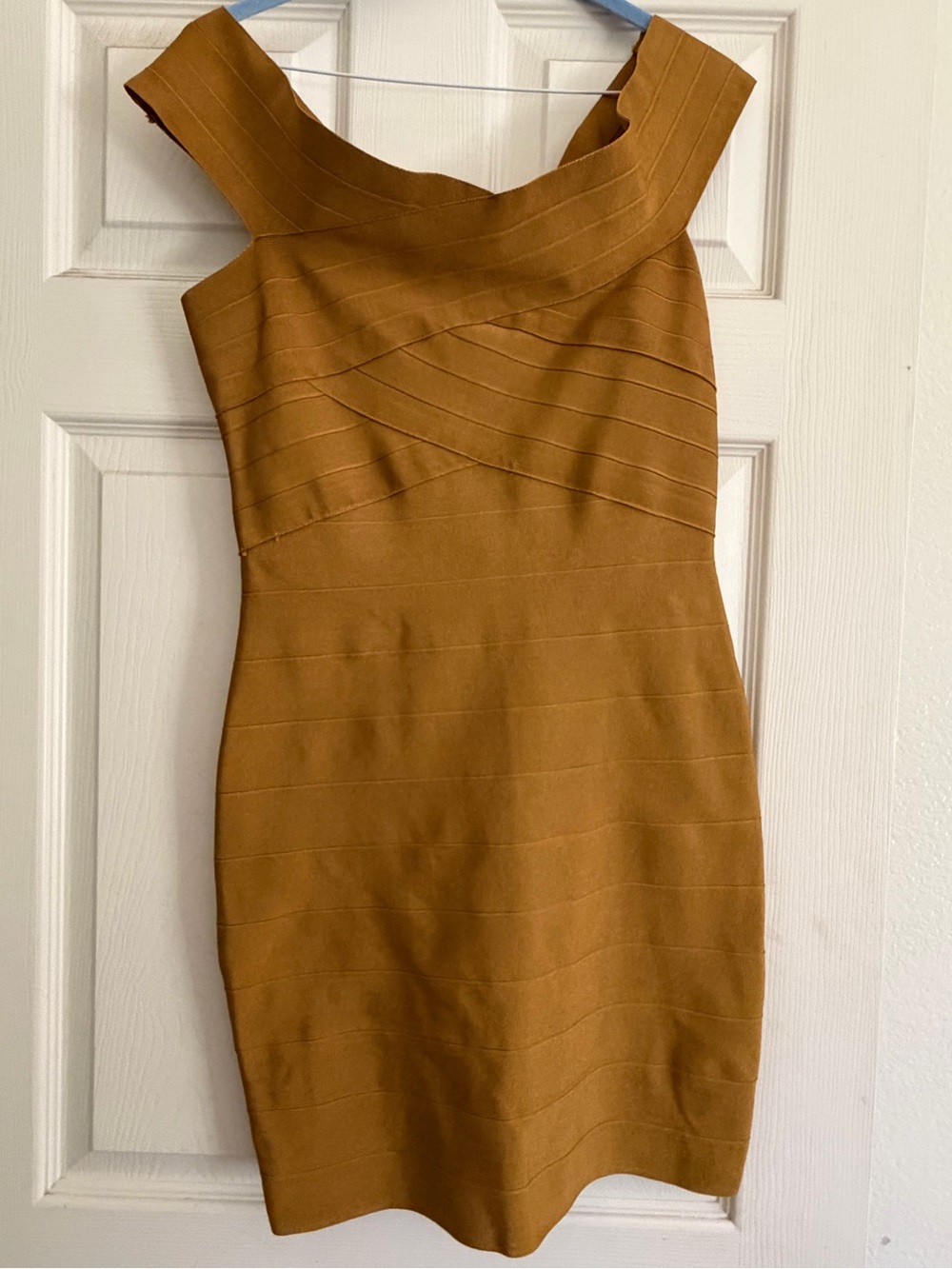 WOW couture One-Shoulder Mustard Bandage Dress